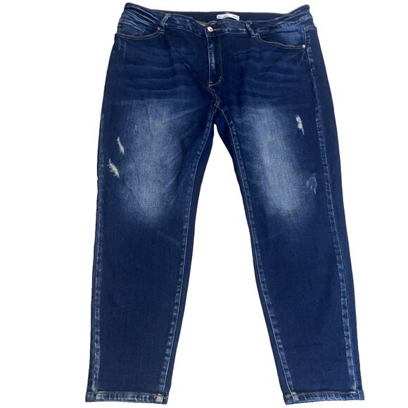 KanCan Maurices Jeans Women Plus Size 24 Blue Straight Distressed Frayed - Picture 1 of 7
